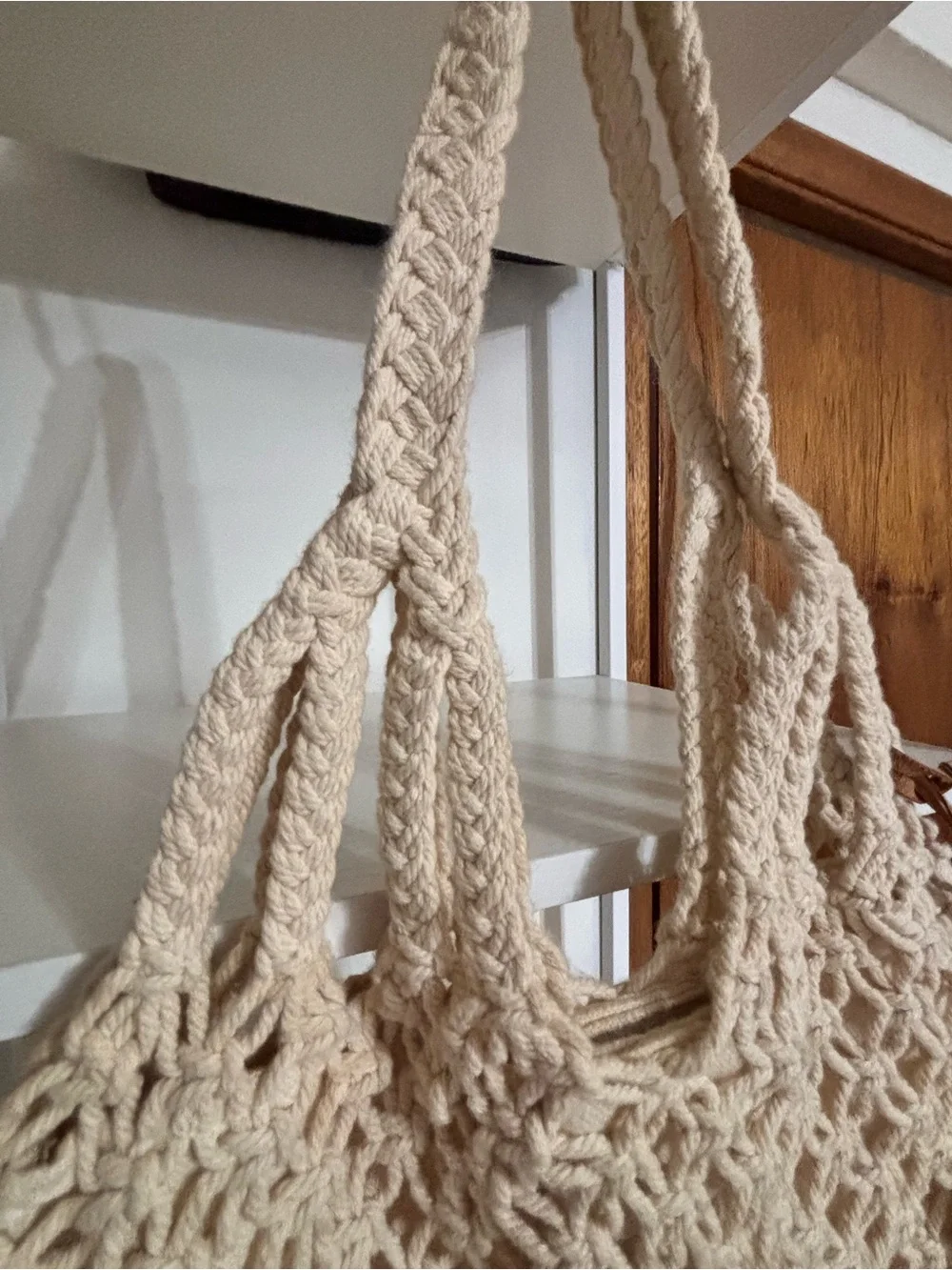 Polo by Ralph Lauren Cream Macramé Fringe Tote